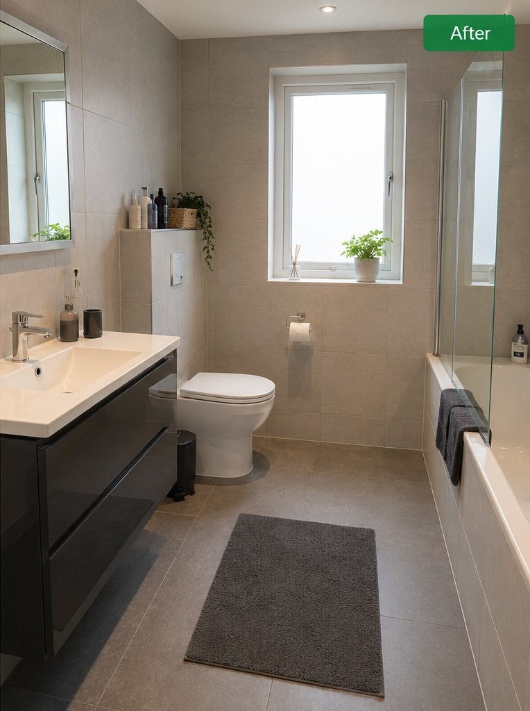 Bathroom after professional cleaning by High Five Cleaners — fresh and spotless deep clean